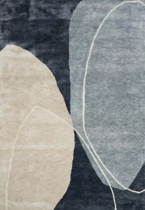 Ковёр Glacier Blue с абстрактным дизайном в голубых, бежевых и тёмных тонах